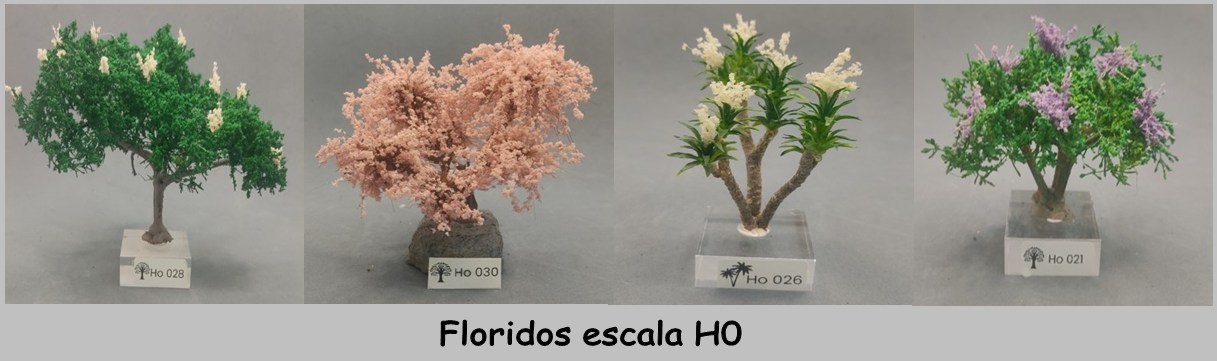 Modelos floridos de Nature Center en escala H0: referencias Ho 028, Ho 030, Ho 026 y Ho 021
