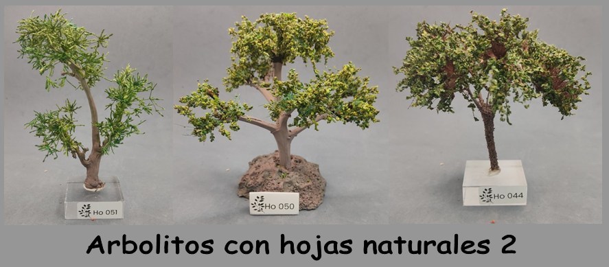 Arbolitos de Nature Center con hojas naturales (2): referencias Ho 051, Ho 050 y Ho 044